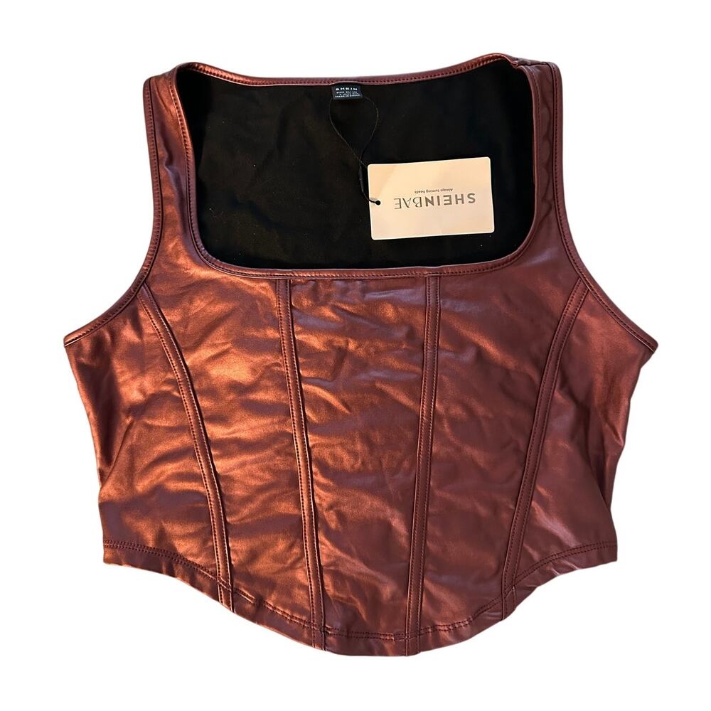 Rose Gold Metallic Corset Top - Size Large - NWT